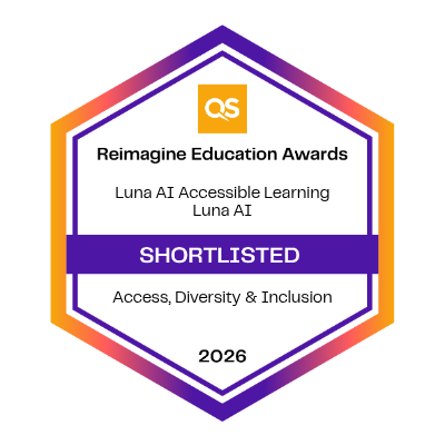 QS Reimagine Education Awards 2026 shortlisted badge for Luna AI Accessible Learning